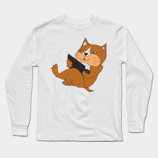 Cat with laptop Long Sleeve T-Shirt